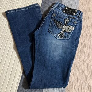 Miss Me Women’s Blue Jeans with Wing Design
